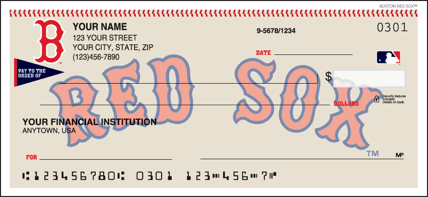 Boston Red Sox Pro Sports Checks Singles 1 Box