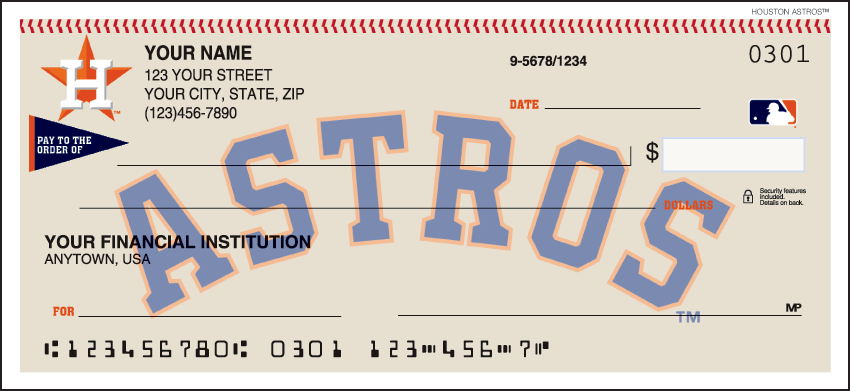 Houston Astros Pro Sports Duplicate Checks 1 Box