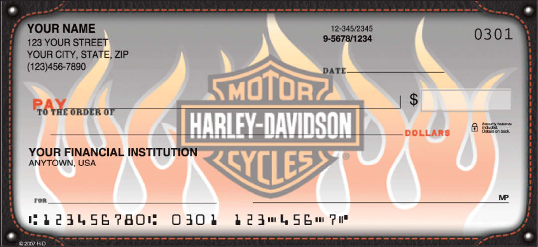 HARLEY-DAVIDSON OTORCYCLES LOGO LIVE THE LEGEND PERSONAL CHECKS