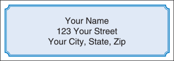 Enlarged view of blue classic address labels