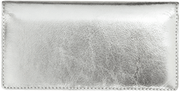 Enlarged view of silver metallic checkbook cover