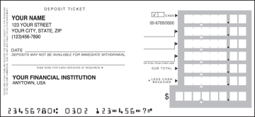 Enlarged view of deposit slips