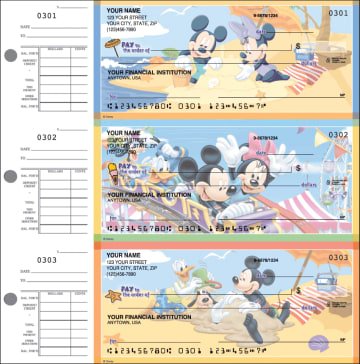Enlarged view of mickey mouse desk set checks