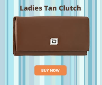 RFID Tan Leather Clutch Wallet