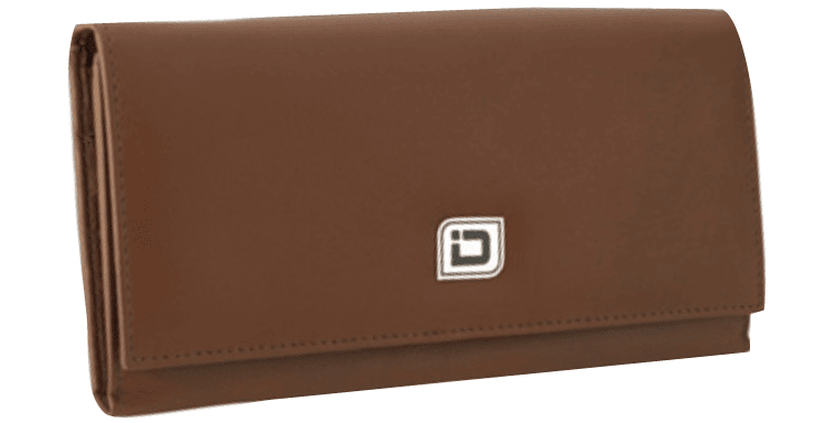 RFID Tan Leather Clutch Wallet