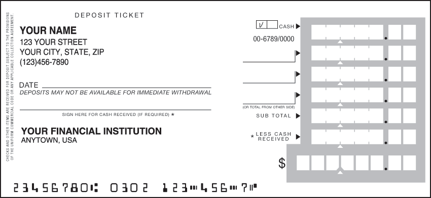 One Part Deposit Slips | Designer Checks