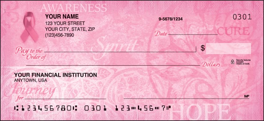 Hope for the Cure-Breast Cancer Inspiration Personal Checks