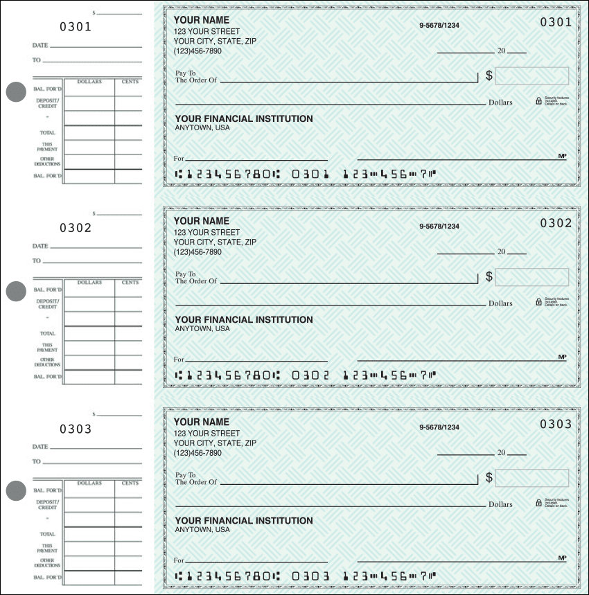 300 Duplicate Checks Blue Safety Deskset Personal Checks Office