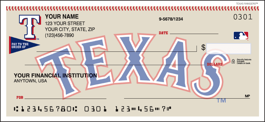 MLB TEXAS RANGERS CHECKS