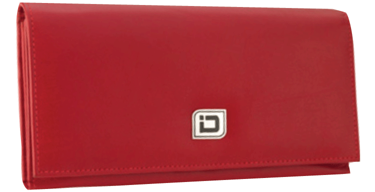 Ladies Leather Clutch Wallet, Red RFID Wallet