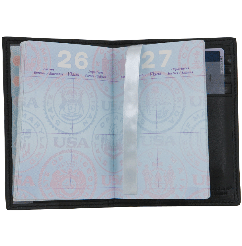 Leather Passport Case, Black RFID Wallet