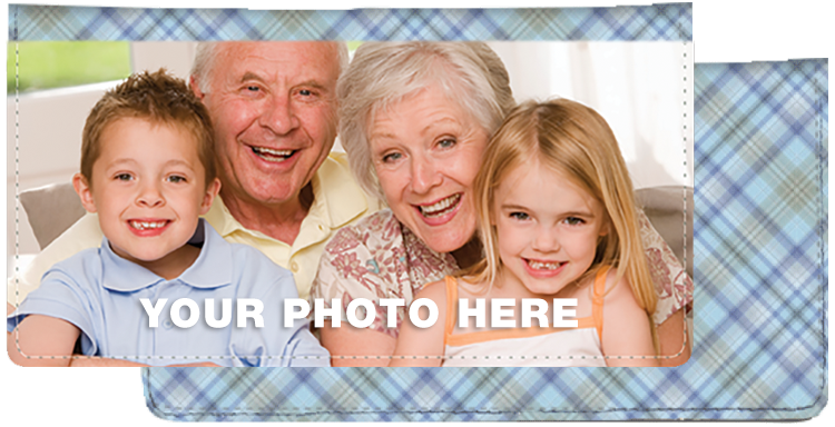 Buy Fabric Photo Checkbook Cover Blue Plaid