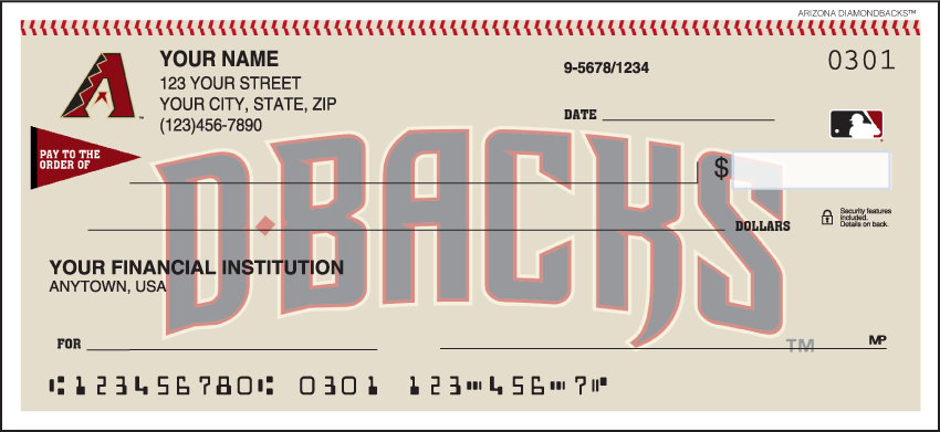 Arizona Diamondbacks Sports Personal Checks 1 Box Duplicates