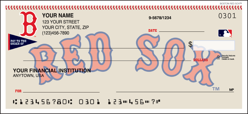 Boston Red Sox Sports Personal Checks - 1 Box - Duplicates