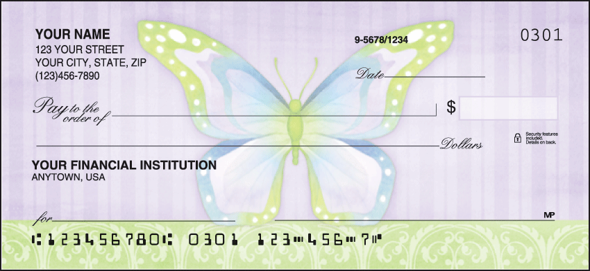 Butterflies Animal Personal Checks - 1 Box - Singles