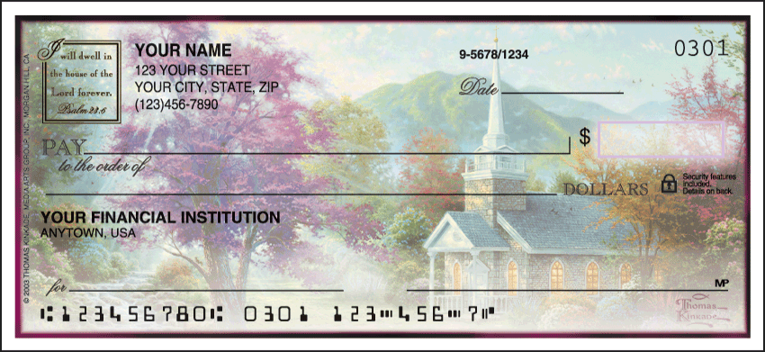 Churches by Thomas Kinkade Personal Checks 1 Box Duplicates