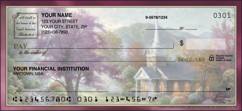 Churches by Thomas Kinkade Scenic Personal Checks - 1 Box - Singles