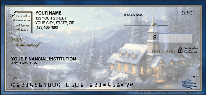 Churches by Thomas Kinkade Scenic Personal Checks - 1 Box - Duplicates