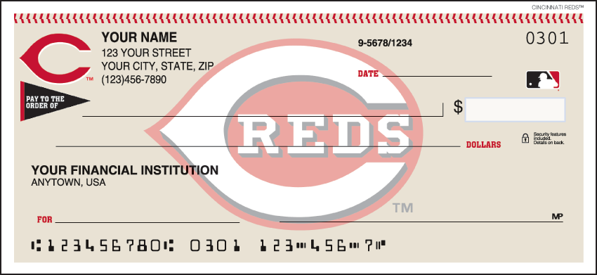 Buy Cincinnati Reds Recreation Personal Checks - 1 Box - Duplicates