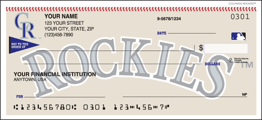 Buy Colorado Rockies Recreation Personal Checks - 1 Box - Duplicates