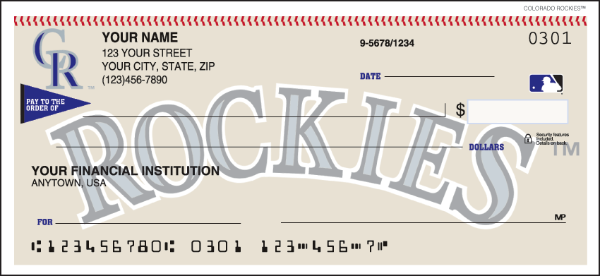 Buy Colorado Rockies Sports Personal Checks - 1 Box - Singles