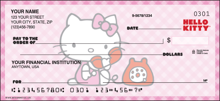 Hello Kitty Checks Personal Checks - 1 Box - Duplicates