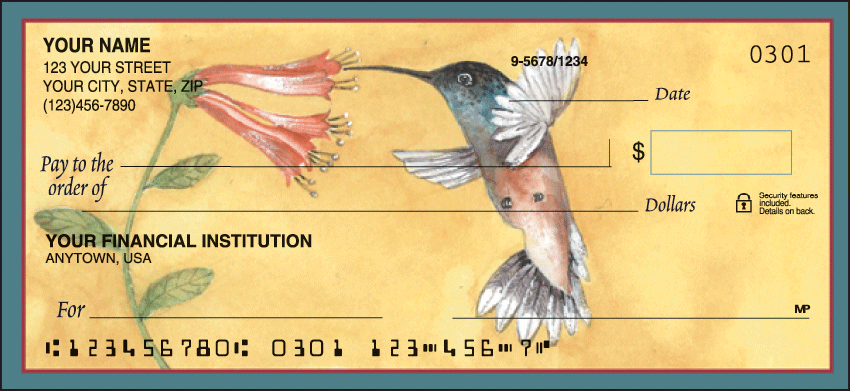 Buy Hummingbirds Animal Personal Checks - 1 Box - Singles