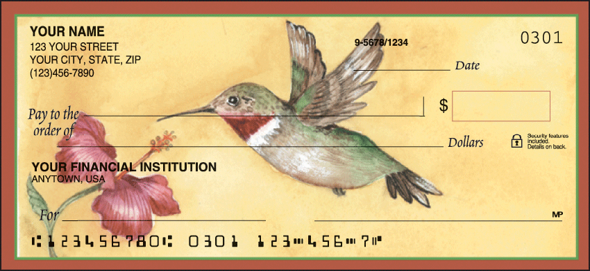 Hummingbirds Animal Personal Checks - 1 Box - Singles