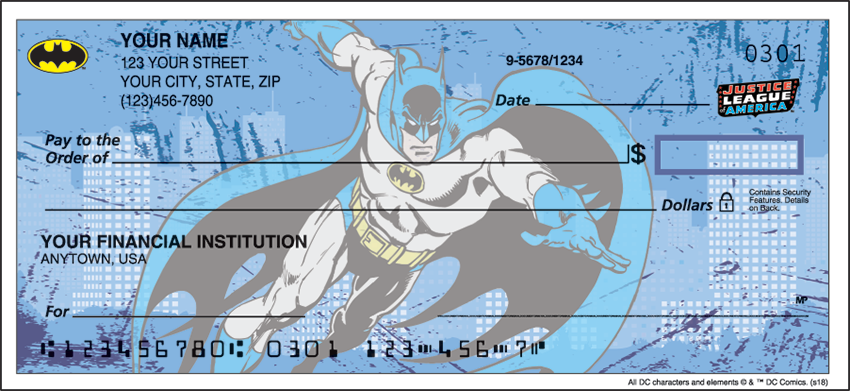 The Justice League Warner Bros Personal Checks - 1 Box - Duplicates
