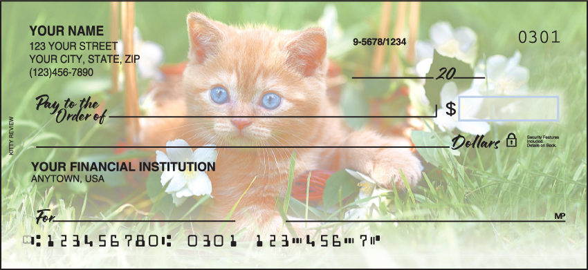 These full-color photographs capture kittens in a variety of p-u-r-r-fect settings for your checks. Coordinating address labels are available.