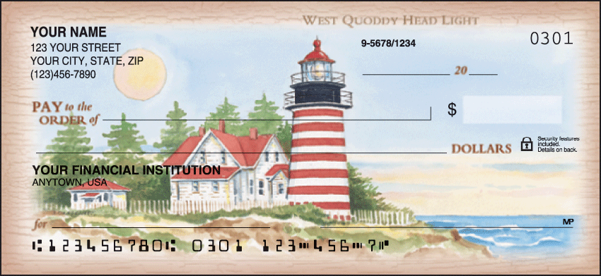 Lighthouses Scenic Personal Checks - 1 Box - Duplicates