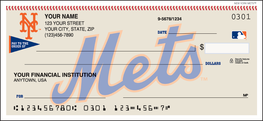 Buy New York Mets Recreation Personal Checks - 1 Box - Singles