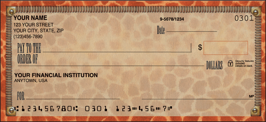 Out of Africa Animal Personal Checks - 1 Box - Duplicates