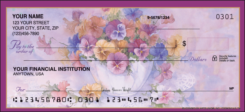 Pansies Garden Personal Checks - 1 Box - Duplicates