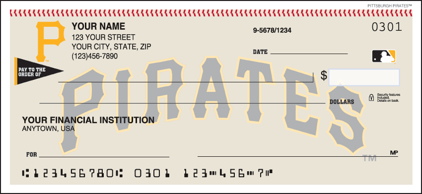 Pittsburgh Pirates Sports Personal Checks - 1 Box - Singles