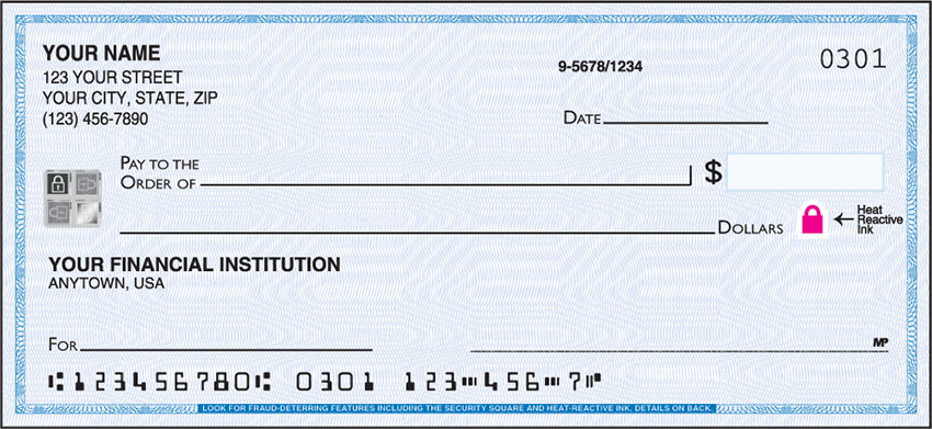 Securiguard Blue Classic Personal Checks - 1 Box - Singles