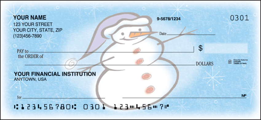 The images illustrated on these checks are reminiscent of the activities that take place on snow days.  Coordinating return address labels are available.