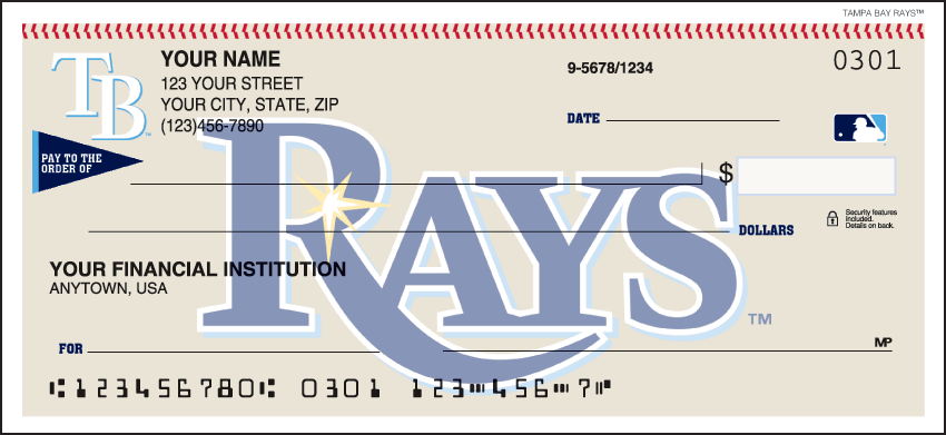 Tampa Bay Rays Sports Personal Checks 1 Box Singles