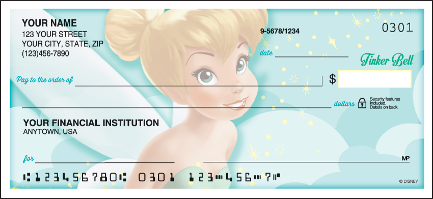 Tinker Bell Personal Checks - 1 Box - Duplicates