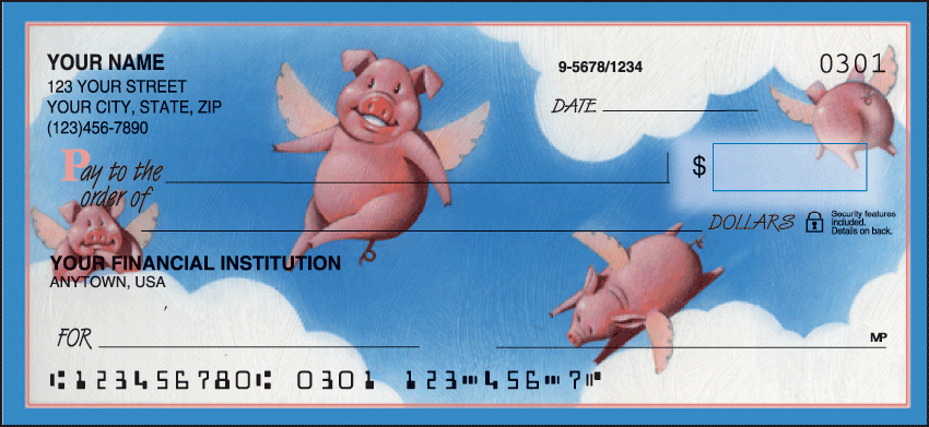When Pigs Fly Animal Personal Checks - 1 Box - Duplicates